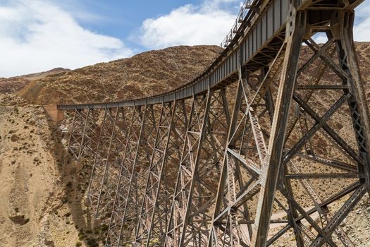Photograph of the Polvorilla viaduct in the Northwest of Argentina.