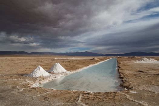 The salt flats Salinas Grandes in the Northwest of Argentina