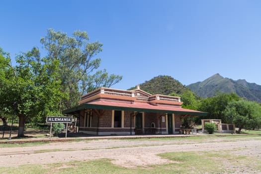 Alemania, Argentina - November 12, 2015: Photograph of the old train station in the village Alemania.