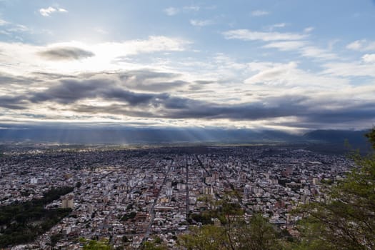View of Salta in Argentina from the hill San Bernardo which can be reached by cable car.