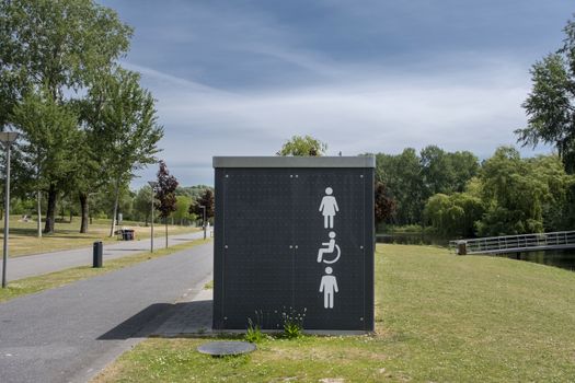 Modern dry toilets in public park, Rotterdam in the Netherlands