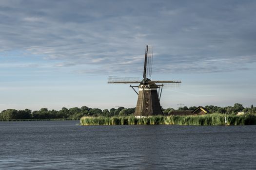 beautiful windmill landscape in the netherlands. Unesco Site