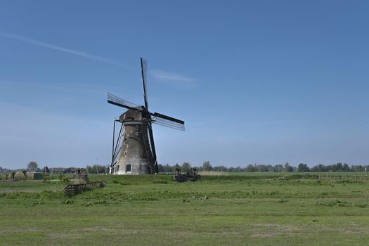 beautiful windmill landscape in the netherlands. Unesco Site.