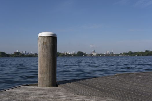 View on the skyline of Rotterdam as seen from the Kralingse Bos