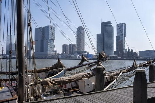 Cityscape of Rotterdam, viewing 'de kop van zuid' from the riverside