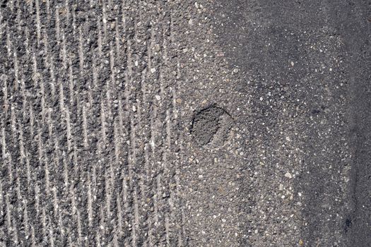 Surface grunge rough of asphalt, Seamless tarmac dark grey grainy road, Texture Background, Top view