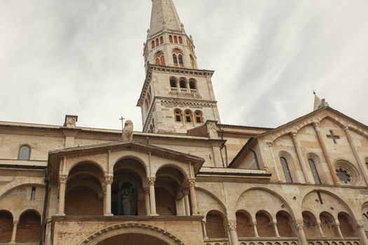 Detail of Modena's Duomo in Italy, the most important church in the city