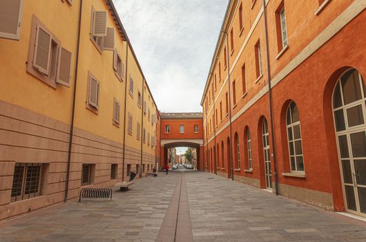 Via della Manifattura dei Tabacchi in Modena, Italy. In english Street of the Tobacco Factory in Modena, Italy.