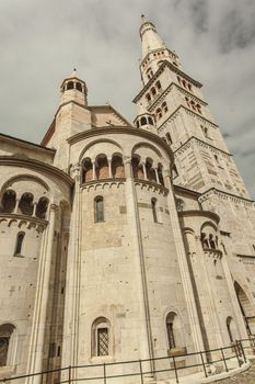 Detail of Modena's Duomo in Italy, the most important church in the city