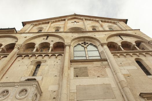 Detail of Modena's Duomo in Italy, the most important church in the city