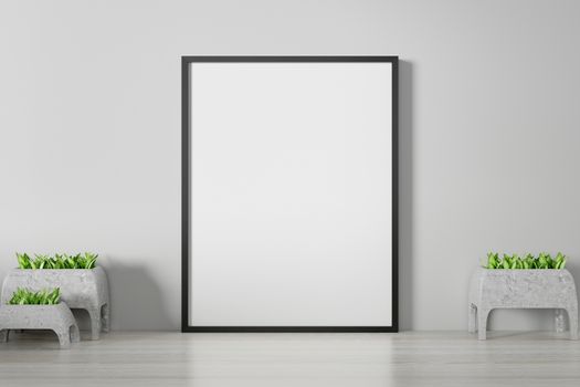 Photo or poster frame mockup suitable for 8.5 x 11 format. 3D rendering.