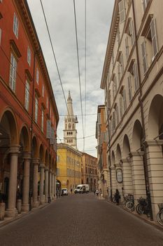 MODENA, ITALY 1 OCTOBER 2020: View of Emilia Centro alley in Modena in Italy