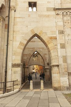 MODENA, ITALY 1 OCTOBER 2020: Arcades on Modena's Duomo the most important church in the city