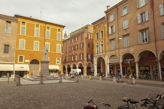 MODENA, ITALY 1 OCTOBER 2020: Piazza torre in Modena, in english Tower square in Modena