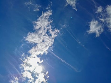 Clouds with blue a dark blue sky