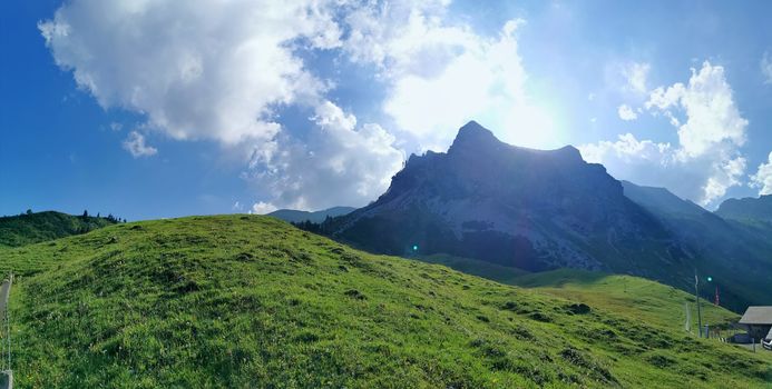 View on the Alps in Sarnen in Switzerland