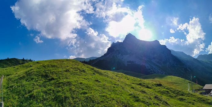 View on the Alps in Sarnen in Switzerland