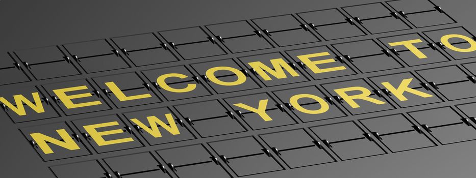 Welcome to New York sign on flip board , 3D rendering