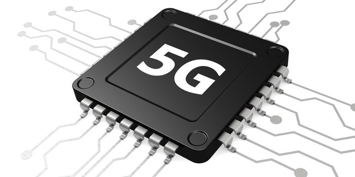 5G chip isolated on white background, 3D rendering