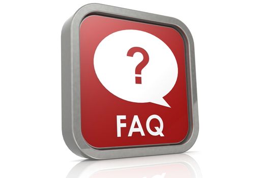 FAQ button isolated on white background, 3D rendering