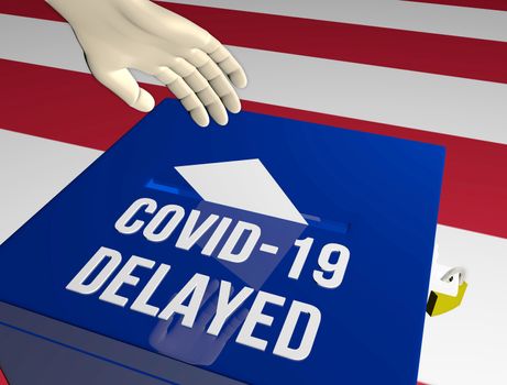 3d render illustration of USA Presidential elections delay due to coronavirus concept