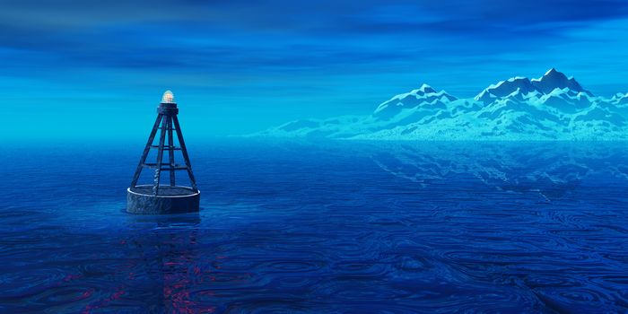 Buoy in the blue sea