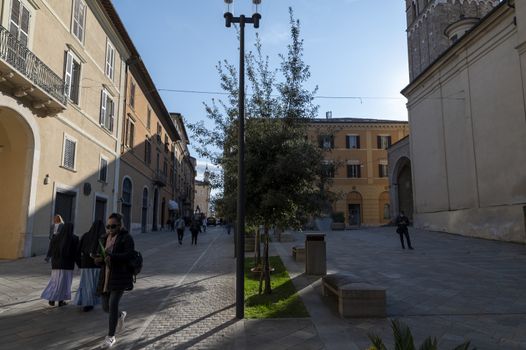 rieti,italy october 02 2020:piazza Mariano Ridolfi in the center of Rieti where there is the Duomo