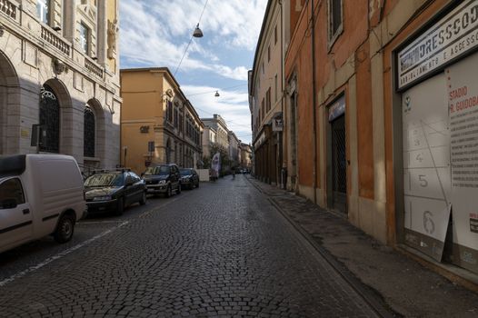 rieti,italy october 02 2020:architecture of alleys, squares and buildings of the city of Rieti