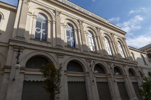 rieti,italy october 02 2020:municipal theater in the center of the city of rieti