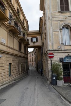 rieti,italy october 02 2020:architecture of alleys, squares and buildings of the city of Rieti