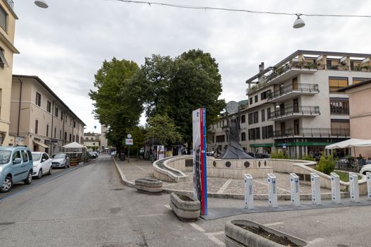 rieti,italy october 02 2020:monument to the lira placed in the city of rieti