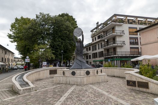 rieti,italy october 02 2020:monument to the lira placed in the city of rieti