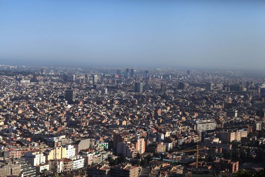Panoramic view of Barcelona and neighboring hospitalet de llobregat, Spain