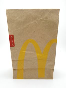 MANILA, PH - SEPT 25 - Mcdonalds brown paper bag on September 25, 2020 in Manila, Philippines.