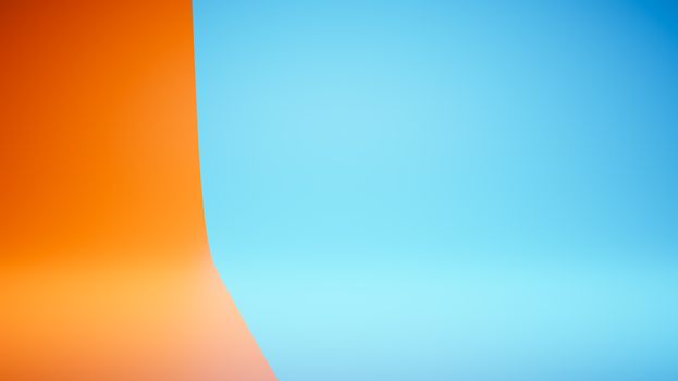 Empty Blank Orange and Blue Studio Background 3D Render