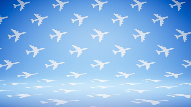 Empty Blank Blue and White Airplane Shape Pattern Studio Background 3D Render Illustration