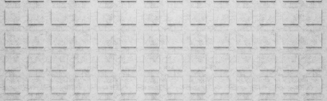 Wall of Light Gray Tiles Arranged as a Grid 3D Pattern Background Illustration