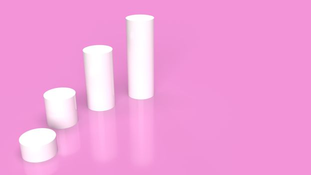 The white Podium platform on pink background 3d rendering.
