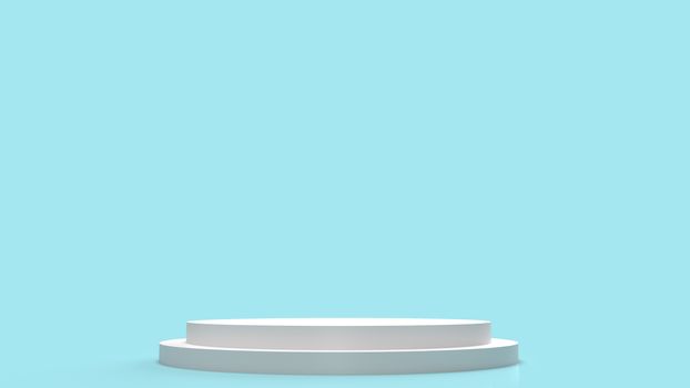 The white Podium platform on blue background 3d rendering.