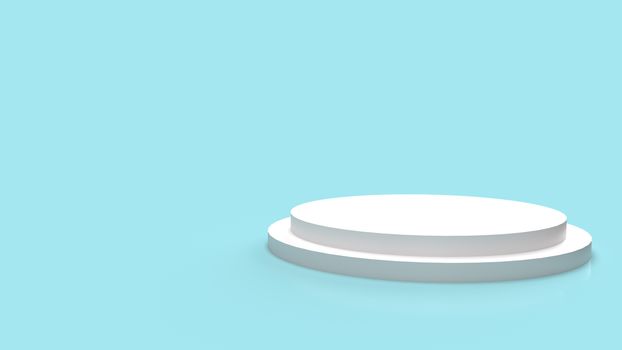 The white Podium platform on blue background 3d rendering.