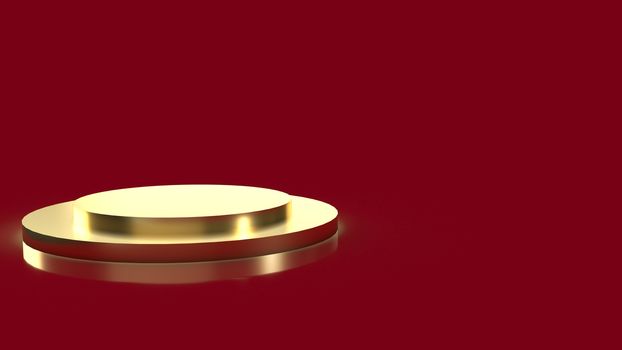 The gold Podium platform on red background 3d rendering.