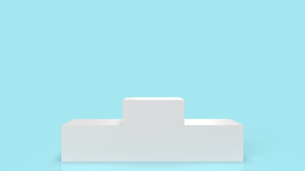 The white Podium platform on blue background 3d rendering.