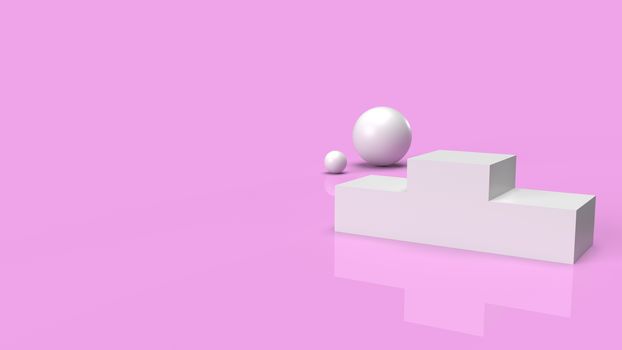 The white Podium platform on pink background 3d rendering.
