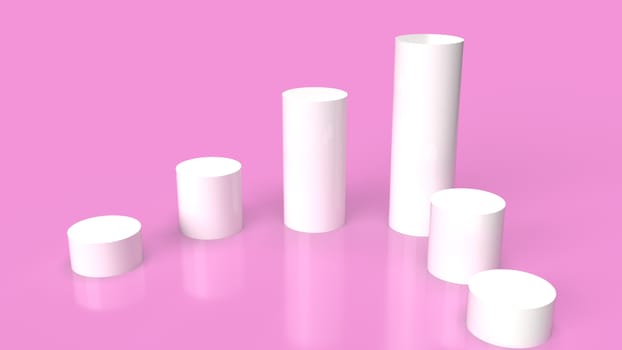 The white Podium platform on pink background 3d rendering.
