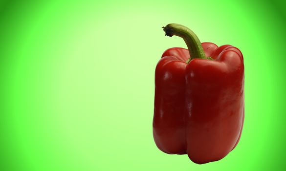 Separate red chili with colorful green background with text space.