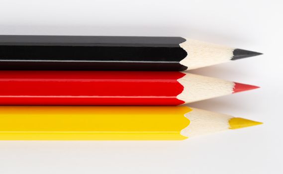 The State flags made of colorful wooden pencils Germany