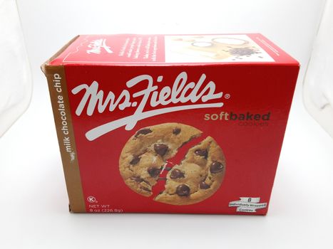 MANILA, PH - SEPT 25 - Mrs Fields soft baked cookies milk chocolate chip box on September 25, 2020 in Manila, Philippines.