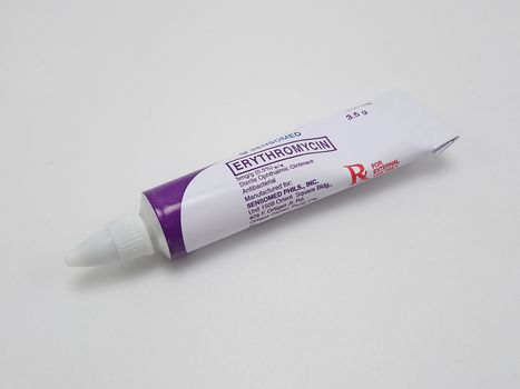 MANILA, PH - SEPT 25 - Sensomed erythromycin ointment tube on September 25, 2020 in Manila, Philippines.