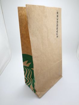 MANILA, PH - SEPT 25 - Starbucks brown bag on September 25, 2020 in Manila, Philippines.