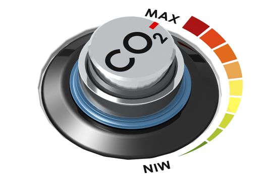 Carbon dioxide control knob dial, 3D rendering